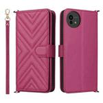 For Sharp Aquos wish5 Multifunctional 6-Card Slots Leather Phone Case with Wrist Strap(Rose Red)