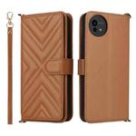 For Sharp Aquos wish5 Multifunctional 6-Card Slots Leather Phone Case with Wrist Strap(Brown)