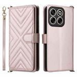 For ZTE Blade V70 4G Multifunctional 6-Card Slots Leather Phone Case with Wrist Strap(Pink)