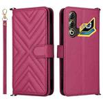 For ZTE nubia Neo 3 GT 5G Multifunctional 6-Card Slots Leather Phone Case with Wrist Strap(Rose Red)