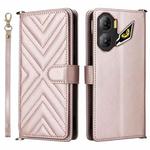 For ZTE nubia Neo 3 5G Multifunctional 6-Card Slots Leather Phone Case with Wrist Strap(Pink)