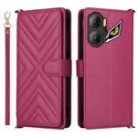 For ZTE nubia Neo 3 5G Multifunctional 6-Card Slots Leather Phone Case with Wrist Strap(Rose Red)