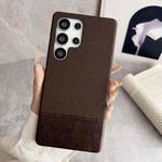 For Samsung Galaxy S24 Ultra 5G Stitching Cloth MagSafe Magnetic PC Hybrid PU Phone Case(Dark Brown)