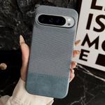 For Google Pixel 9 / 9 Pro Stitching Cloth MagSafe Magnetic PC Hybrid PU Phone Case(Cyan Blue)