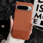 For Google Pixel 9 / 9 Pro Stitching Cloth MagSafe Magnetic PC Hybrid PU Phone Case(Brown)