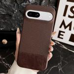 For Google Pixel 8a Stitching Cloth MagSafe Magnetic PC Hybrid PU Phone Case(Dark Brown)