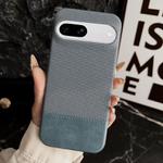For Google Pixel 8a Stitching Cloth MagSafe Magnetic PC Hybrid PU Phone Case(Cyan Blue)