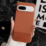 For Google Pixel 8a Stitching Cloth MagSafe Magnetic PC Hybrid PU Phone Case(Brown)