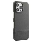 For iPhone 16 Pro Stitching Cloth MagSafe Magnetic PC Hybrid PU Phone Case(Grey)