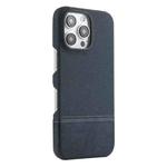 For iPhone 16 Pro Stitching Cloth MagSafe Magnetic PC Hybrid PU Phone Case(Dark Blue)