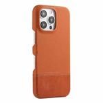 For iPhone 16 Pro Stitching Cloth MagSafe Magnetic PC Hybrid PU Phone Case(Brown)
