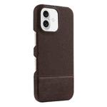 For iPhone 16 Plus Stitching Cloth MagSafe Magnetic PC Hybrid PU Phone Case(Dark Brown)