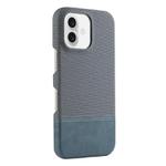 For iPhone 16 Plus Stitching Cloth MagSafe Magnetic PC Hybrid PU Phone Case(Cyan Blue)