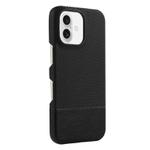 For iPhone 16 Plus Stitching Cloth MagSafe Magnetic PC Hybrid PU Phone Case(Black)