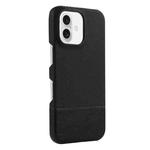 For iPhone 16 Stitching Cloth MagSafe Magnetic PC Hybrid PU Phone Case(Black)