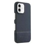 For iPhone 16 Stitching Cloth MagSafe Magnetic PC Hybrid PU Phone Case(Dark Blue)