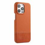 For iPhone 14 Pro Max Stitching Cloth MagSafe Magnetic PC Hybrid PU Phone Case(Brown)