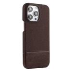 For iPhone 14 Pro Stitching Cloth MagSafe Magnetic PC Hybrid PU Phone Case(Dark Brown)