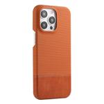 For iPhone 14 Pro Stitching Cloth MagSafe Magnetic PC Hybrid PU Phone Case(Brown)