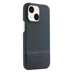 For iPhone 14 Plus / 15 Plus Stitching Cloth MagSafe Magnetic PC Hybrid PU Phone Case(Dark Blue)