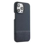 For iPhone 13 Pro Stitching Cloth MagSafe Magnetic PC Hybrid PU Phone Case(Dark Blue)