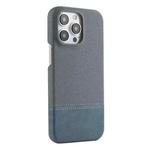 For iPhone 12 Pro Max Stitching Cloth MagSafe Magnetic PC Hybrid PU Phone Case(Cyan Blue)