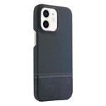 For iPhone 12 / 12 Pro Stitching Cloth MagSafe Magnetic PC Hybrid PU Phone Case(Dark Blue)