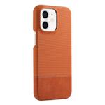 For iPhone 12 / 12 Pro Stitching Cloth MagSafe Magnetic PC Hybrid PU Phone Case(Brown)