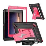 For iPad 10.2 2021 / 2020 / 2019 Armor Bolt Shape Holder Silicone Hybrid PC Tablet Case(Black Rose Red)