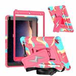 For iPad 10.2 2021 / 2020 / 2019 Armor Bolt Shape Holder Silicone Hybrid PC Tablet Case(Camouflage Rose Red)