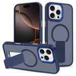 For iPhone 16 Pro Skin Feel Invisible Kickstand MagSafe Phone Case(Blue)
