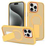 For iPhone 15 Pro Max Skin Feel Invisible Kickstand MagSafe Phone Case(Orange)