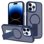 For iPhone 14 Pro Skin Feel Invisible Kickstand MagSafe Phone Case(Blue)