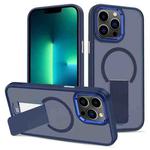 For iPhone 13 Pro Max Skin Feel Invisible Kickstand MagSafe Phone Case(Blue)