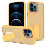 For iPhone 12 Pro Max Skin Feel Invisible Kickstand MagSafe Phone Case(Orange)