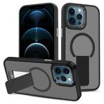 For iPhone 12 Pro Max Skin Feel Invisible Kickstand MagSafe Phone Case(Black)