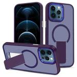 For iPhone 12 Pro Max Skin Feel Invisible Kickstand MagSafe Phone Case(Purple)