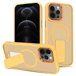 For iPhone 12 Pro Skin Feel Invisible Kickstand MagSafe Phone Case(Orange)