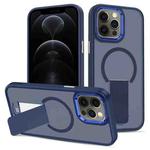 For iPhone 12 Pro Skin Feel Invisible Kickstand MagSafe Phone Case(Blue)
