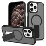 For iPhone 11 Pro Max Skin Feel Invisible Kickstand MagSafe Phone Case(Black)