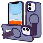 For iPhone 11 Skin Feel Invisible Kickstand MagSafe Phone Case(Purple)