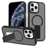 For iPhone 11 Pro Skin Feel Invisible Kickstand MagSafe Phone Case(Black)