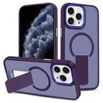 For iPhone 11 Pro Skin Feel Invisible Kickstand MagSafe Phone Case(Purple)