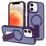 For iPhone 12 Skin Feel Invisible Kickstand MagSafe Phone Case(Purple)