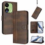 For itel P55 5G Line Splicing Buckle Retro Leather Phone Case(Brown)