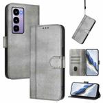 For itel City 100 Line Splicing Buckle Retro Leather Phone Case(Grey)