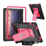 For Samsung Galaxy Tab A9+ Armor Bolt Shape Holder Silicone Hybrid PC Tablet Case(Black Rose Red)