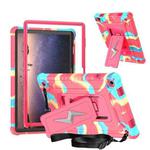 For Samsung Galaxy Tab A9+ Armor Bolt Shape Holder Silicone Hybrid PC Tablet Case(Camouflage Rose Red)