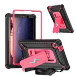 For Samsung Galaxy Tab A9 Armor Bolt Shape Holder Silicone Hybrid PC Tablet Case(Black Rose Red)