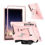 For Samsung Galaxy Tab S9 FE / S9 / S8 Armor Bolt Shape Holder Silicone Hybrid PC Tablet Case(Rose Gold)